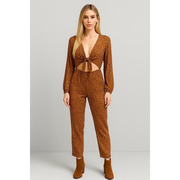 L*Space Jumper Waist Cutout Leopard Print Dots Danika Jumpsuit - Picture 1 of 15